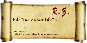 Róna Zakariás névjegykártya